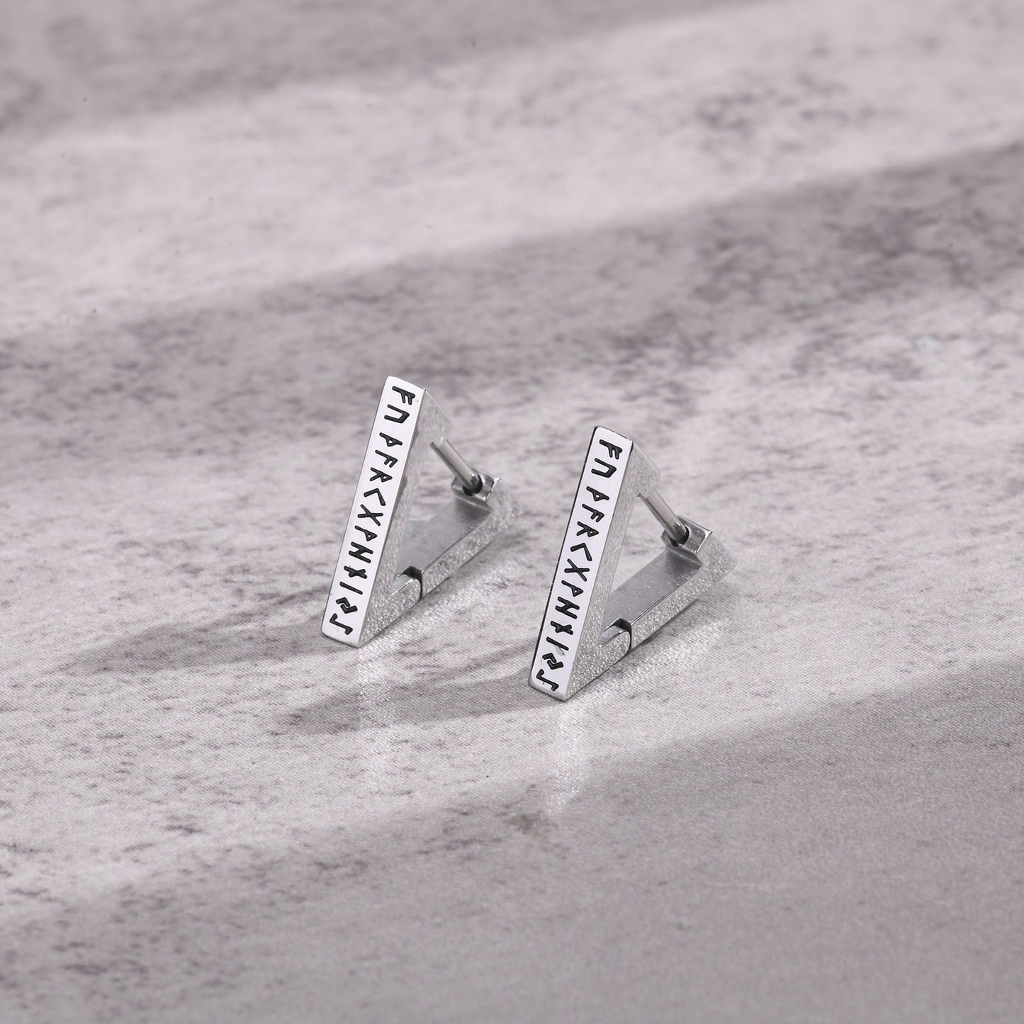Kemstone Viking Rune Ear Cuff – Stainless Steel Triangle Symbol Jewelry for Men EH-524