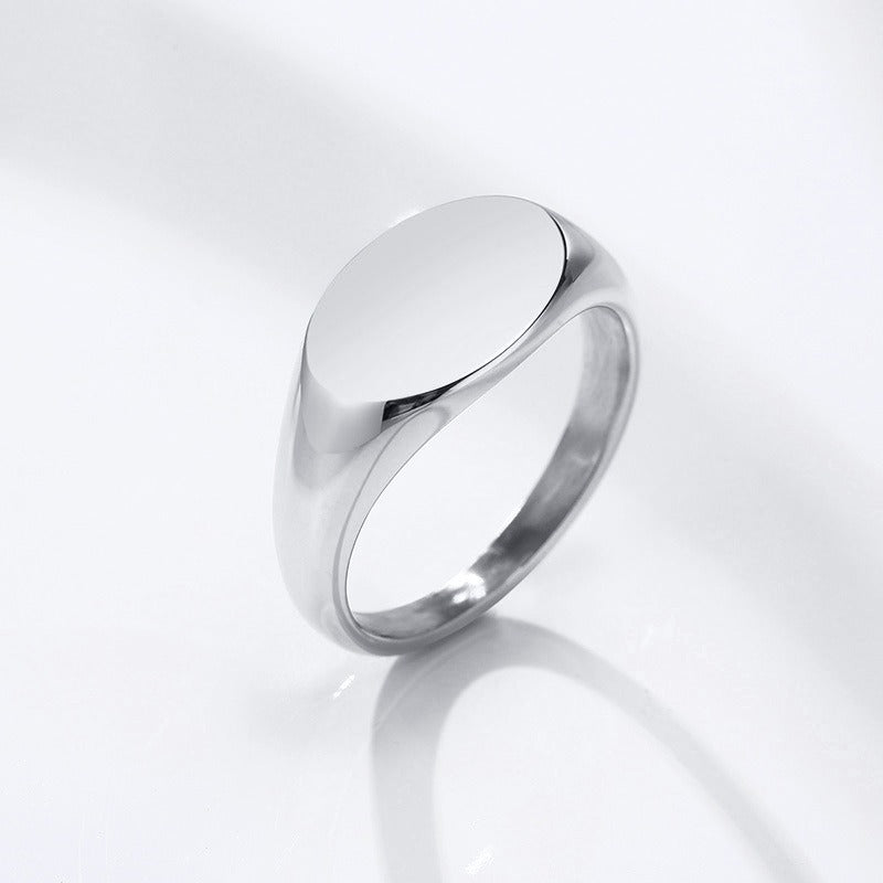 Anillo ovalado de acero inoxidable Kemstone - Joyería minimalista apilable de graduación para mujer RC-471