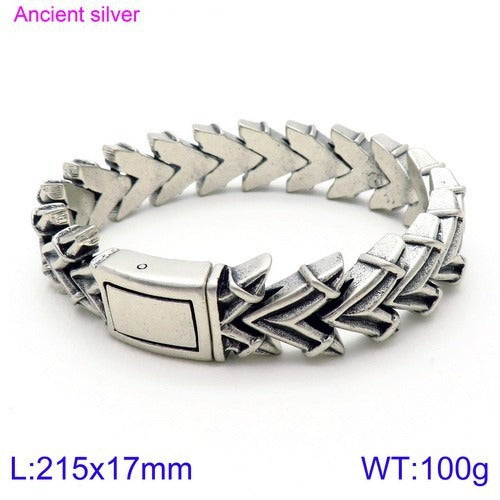 Bracciale punk in acciaio al titanio Kemstone con teschio per uomo KB118447