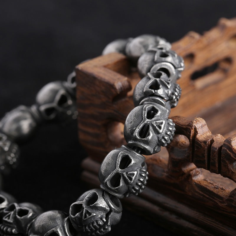 Kemstone Titanium Steel Gothic Skull Elastic Rope Bracelet for Men KB161368-KJX