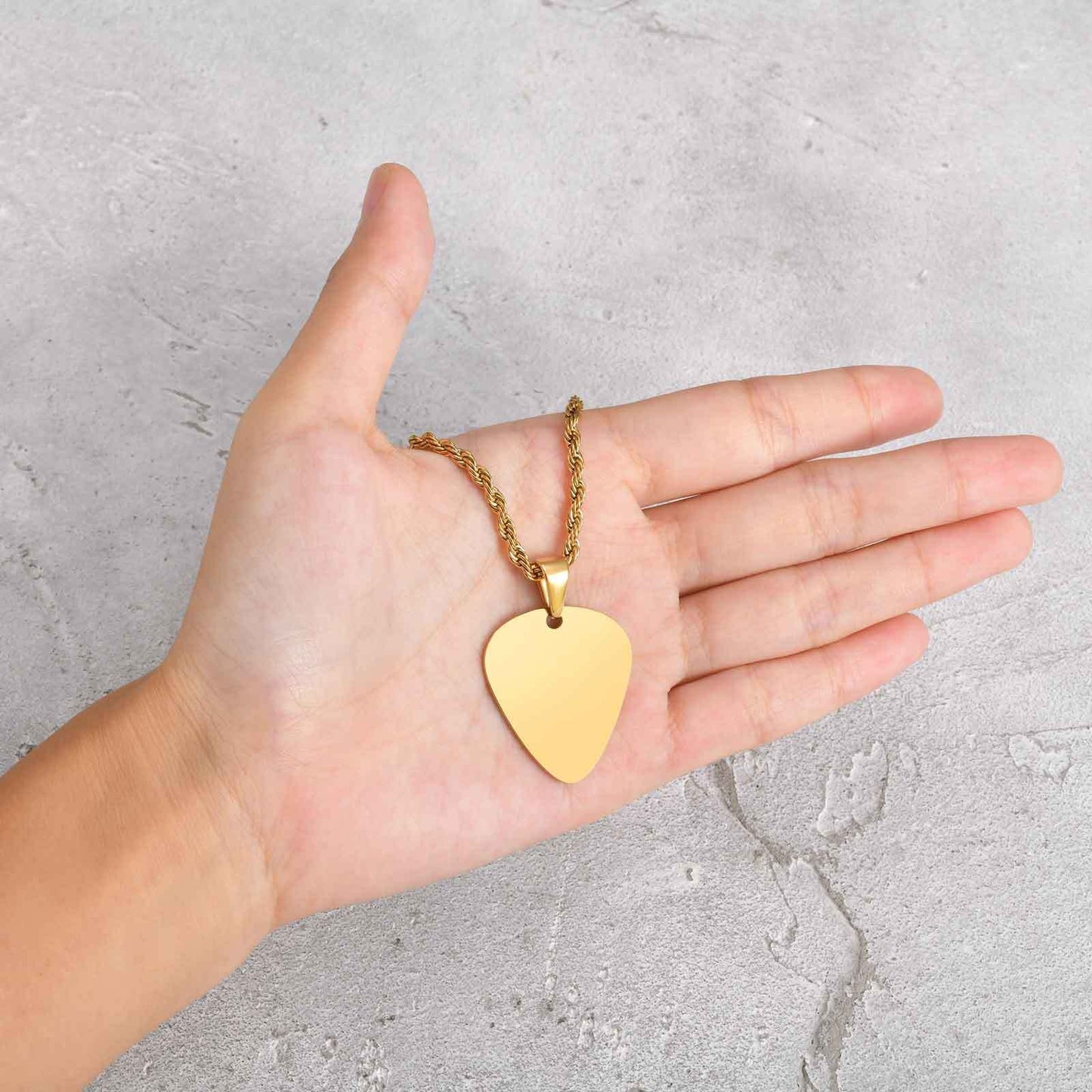 Kemstone Stainless Steel Guitar Pick Pendant Necklace – Men’s Jewelry Gold, Silver, Black PN-1843