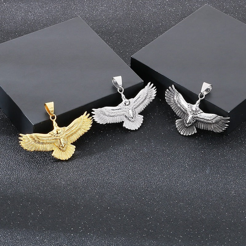 Kemstone Eagle Wingspan Pendant Necklace – 316L Stainless Steel Bold Men's Jewelry KP130928
