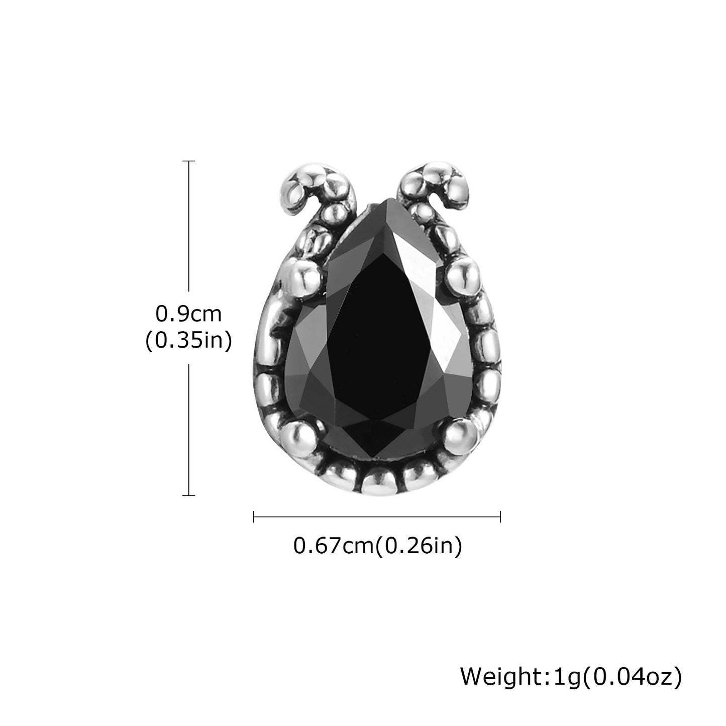 Kemstone Matte Black Steel Earrings – Geometric Zircon Studs for Men
