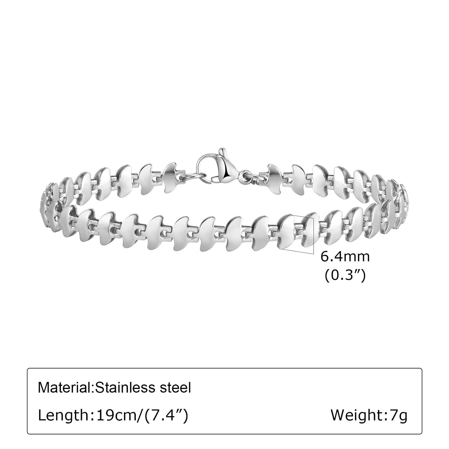 Bracciale a catena in acciaio inossidabile Kemstone fatto a mano per uomo - Gioiello moderno e resistente con maglie lucide ed eleganti BR-1954