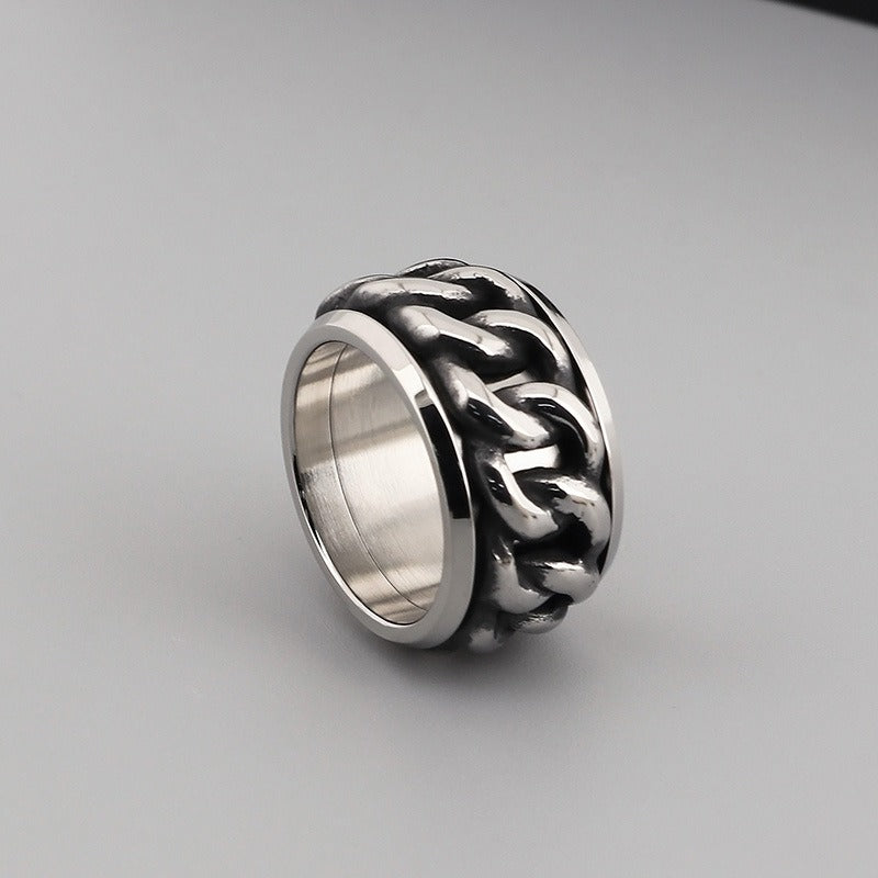 Anello meccanico retrò Kemstone - Design gotico rotante per accessori antistress KR44457-K