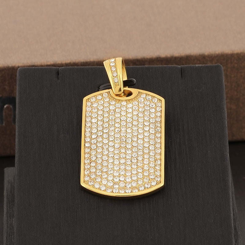 Kemstone Men's Iced-Out Pendant – Full Crystal Cuban Link Stainless Steel KP130506