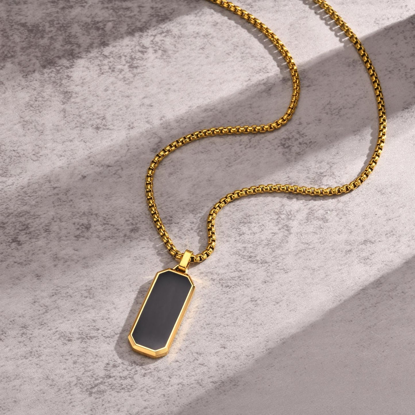 Men’s Stainless Steel Dog Tag Necklace – Geometric Minimalist Pendant PN-1858