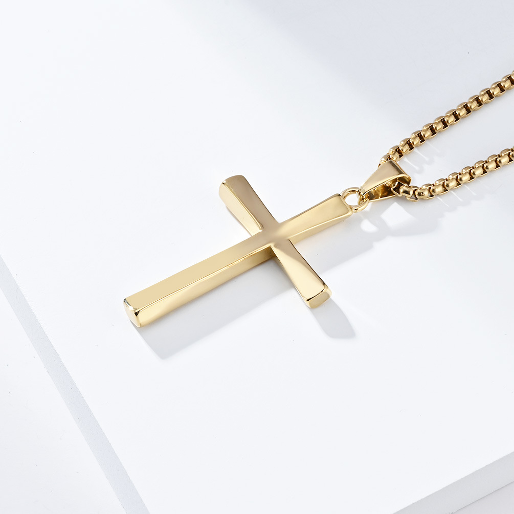 Kemstone Stainless Steel Twisted Cross Necklace for Men Minimalist K-PT516