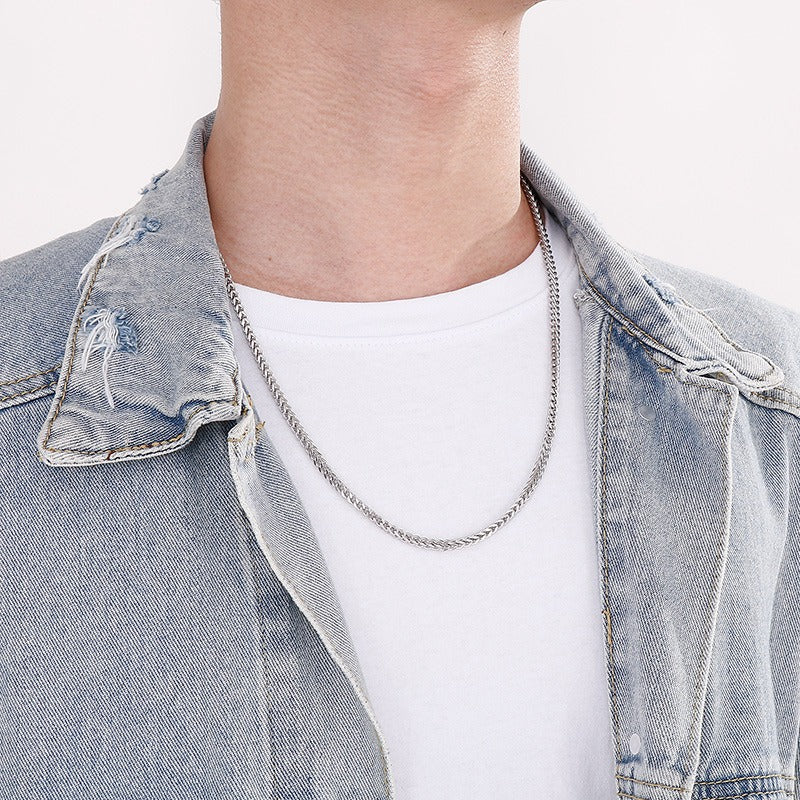 Kemstone Men’s Dragonbone Chain Necklace – 3mm Stainless Steel Magnetic Clasp Gold & Silver KN229117