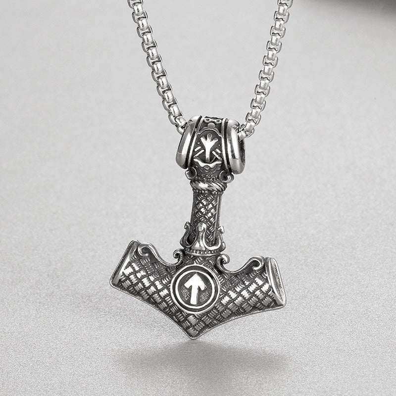 Kemstone Viking Anchor Pendant Necklace – Odin Rune Triquetra Stainless Steel Norse Jewelry KP130629-TLX