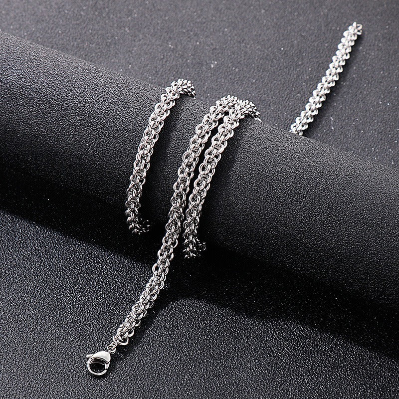 Set di catene in acciaio al titanio Kemstone da uomo – Duo collana e bracciale minimalisti KS139206-Z