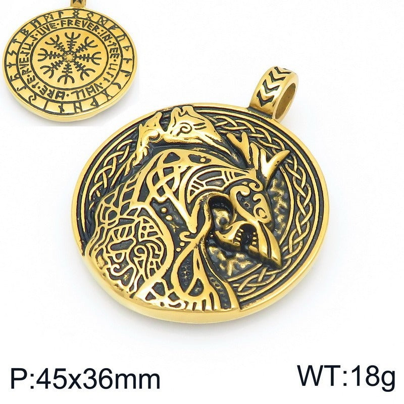 Kemstone Men’s Titanium Steel Viking Dragon Pendant Necklace – Celtic Eagle Design KP117361-MZOZ