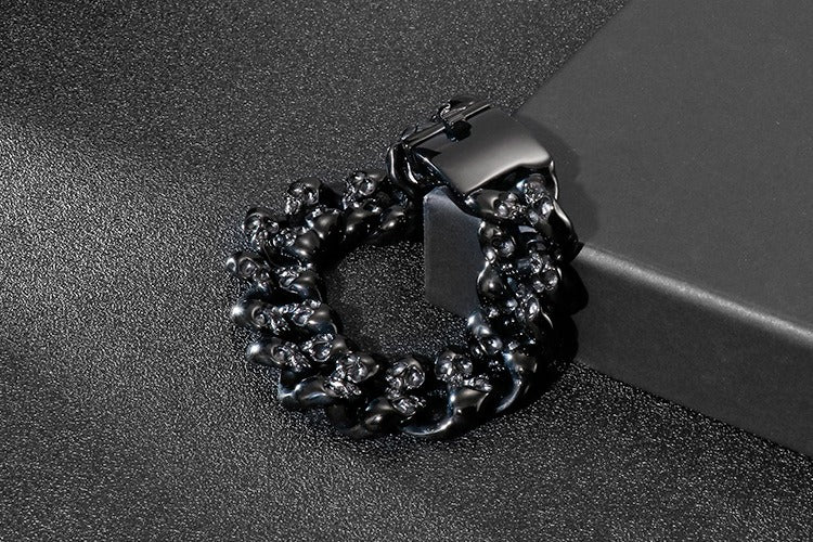 Bracciale a catena con teschio vintage Kemstone - Acciaio inossidabile Rebel Spirit KB78434-BD
