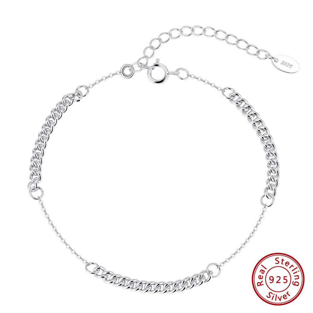 Kemstone 925 Sterling Silver Cuban Link Bracelet for Women Adjustable Chain Gold Silver GAB06