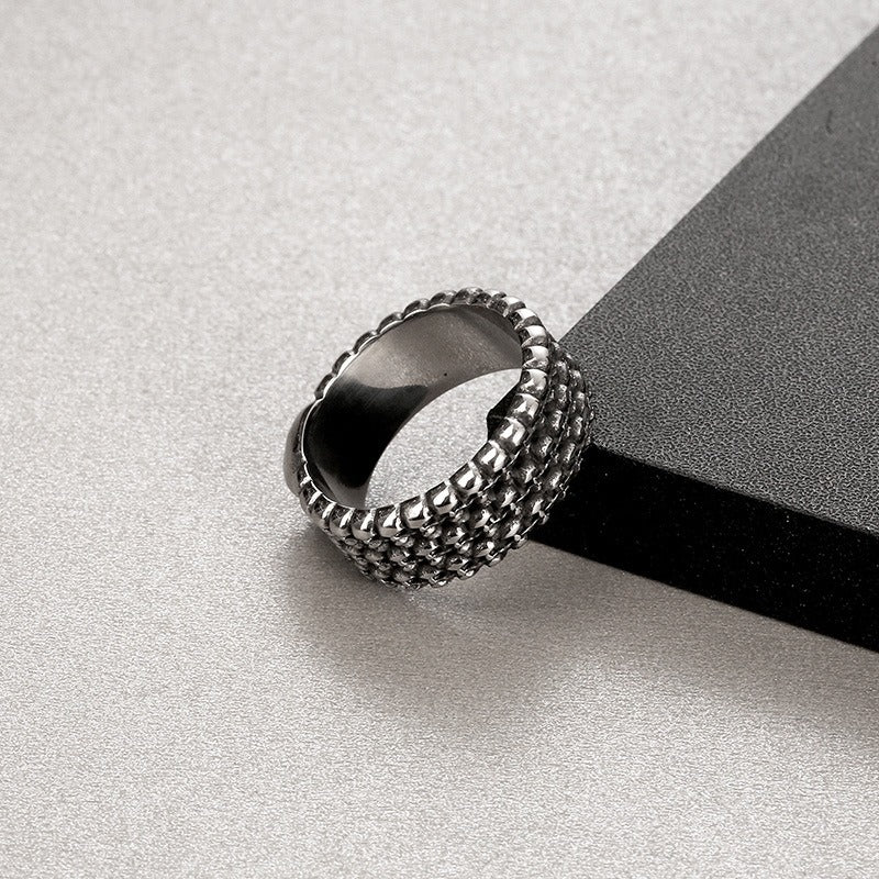 Kemstone Matte Black Skull Ring – Gothic Punk Stainless Steel Jewelry for Men KR110096-TLX