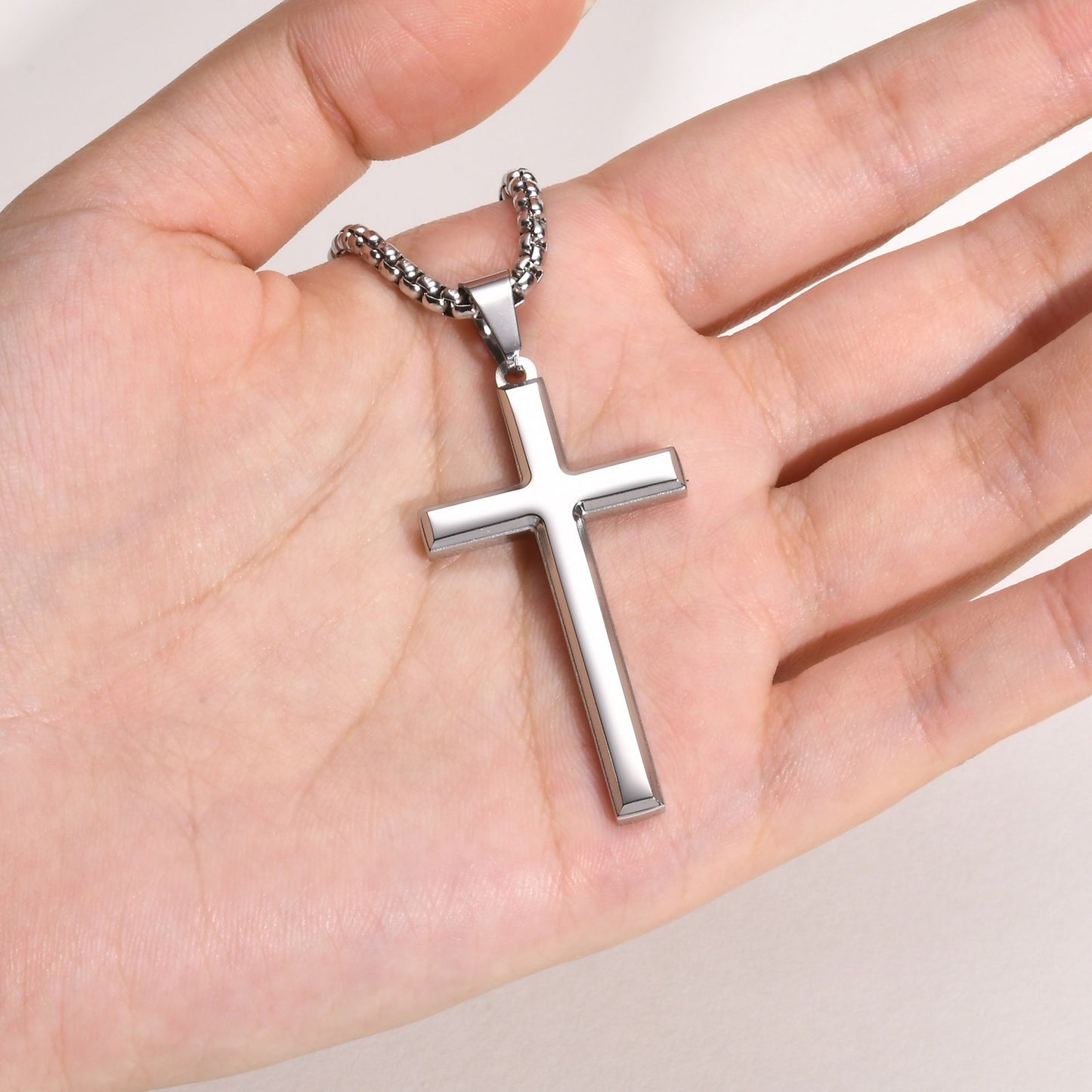 Steel Cross Pendant Necklace – Polished Minimalism in Silver, Gold & Black PN2045