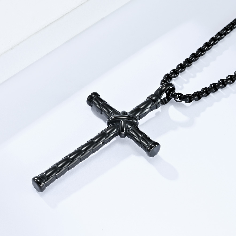 Kemstone Stainless Steel Knotted Cross Pendant Necklace for Men K-PT439