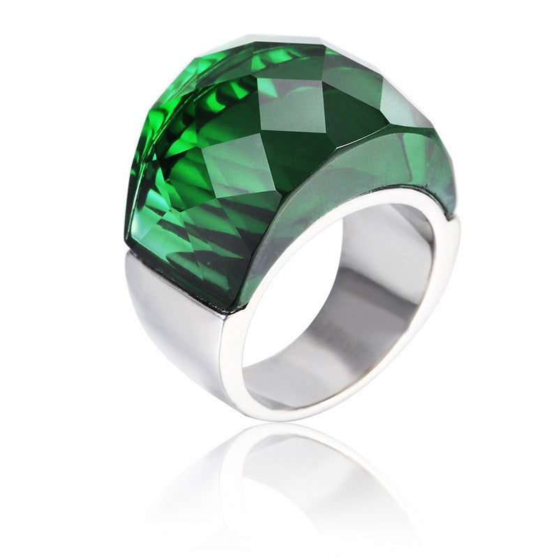 Anillo de oro de 18 quilates con baño electrolítico al vacío de Kemstone y cristal multicolor, diseño de estética simplificada KR31887-K