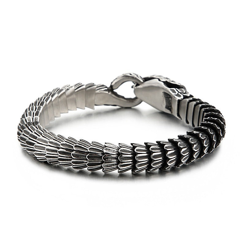 Gothic Snake Scale Chain Bracelet & Necklace – Vintage Titanium Steel Serpent Jewelry for Men KB126122