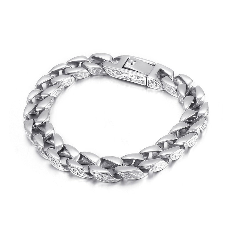 Kemstone Men's Titanium Steel Bracelet - Retro Floral Stainless Steel Cuff Elegance & Gift KB44060-D