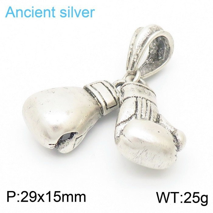 Kemstone Titanium Steel Boxing Glove Pendant – Heavyweight Fist Necklace for Men’s Street & Gym Style KP42085