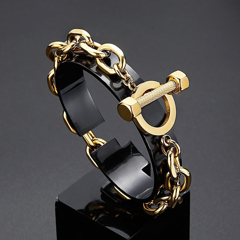 Bracciale da uomo Kemstone con bilanciere in acciaio al titanio – Forza nello stile KB94657-BD