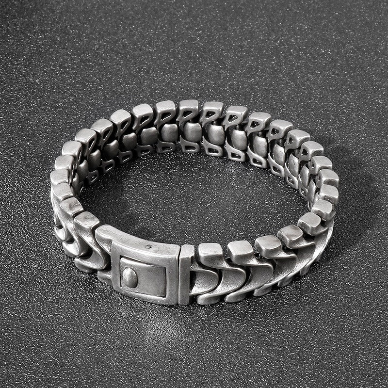Kemstone Vintage Bolt-Chain Stainless Steel Bracelet - Bold Rugged Design for Men KB117455