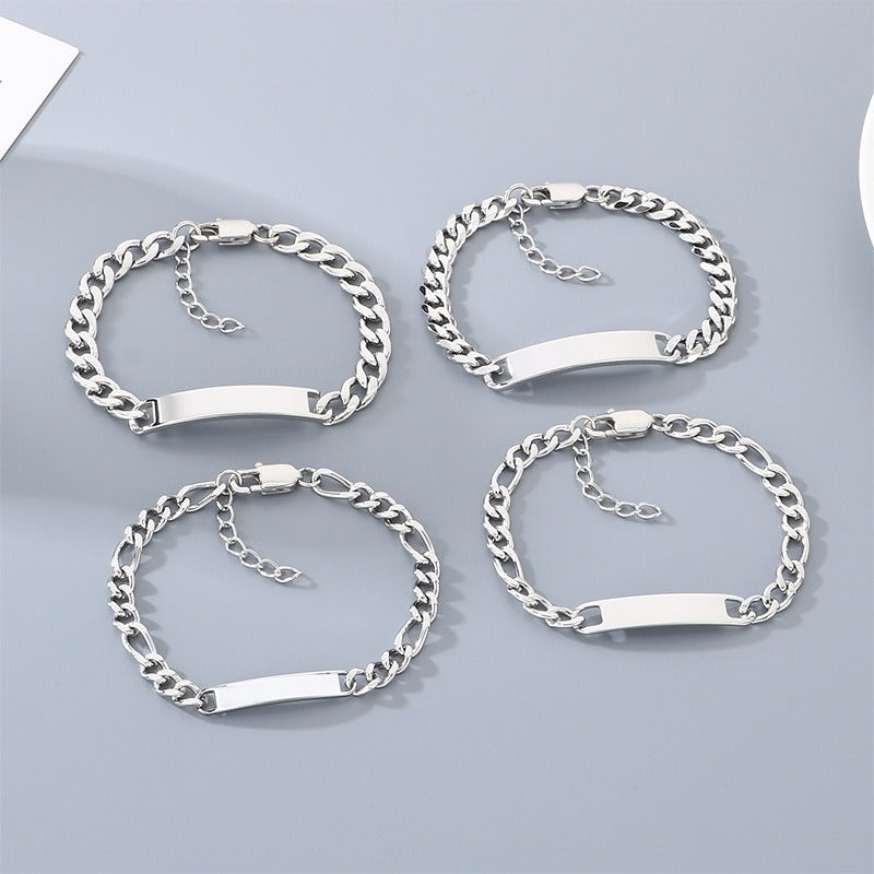 Kemstone Personalized Engraved Mens Bracelet, Stainless Steel Cuban Link ID Bracelet for Men, Custom Name Plate Chain Bracelet, Adjustable Fashion Jewelry Gift for Boyfriend Husband