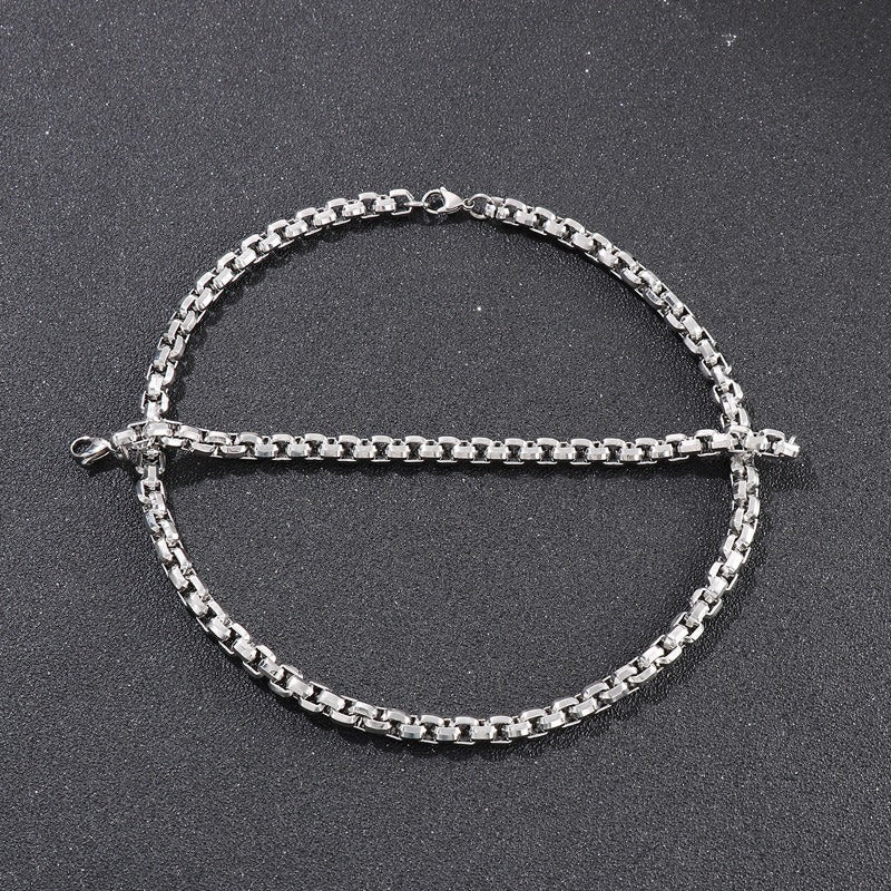 Kemstone Square Bead Chain Necklace – Textured Titanium Steel Jewelry for Men | Gothic Urban Streetwear KS139200-Z