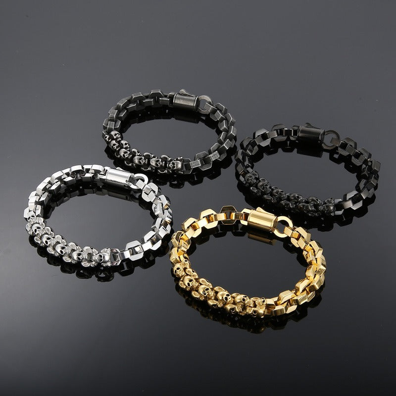 Kemstone Creative Skull Fusion Titanium Steel Men's Bracelet – Bold Punk Style KB152155-KFC