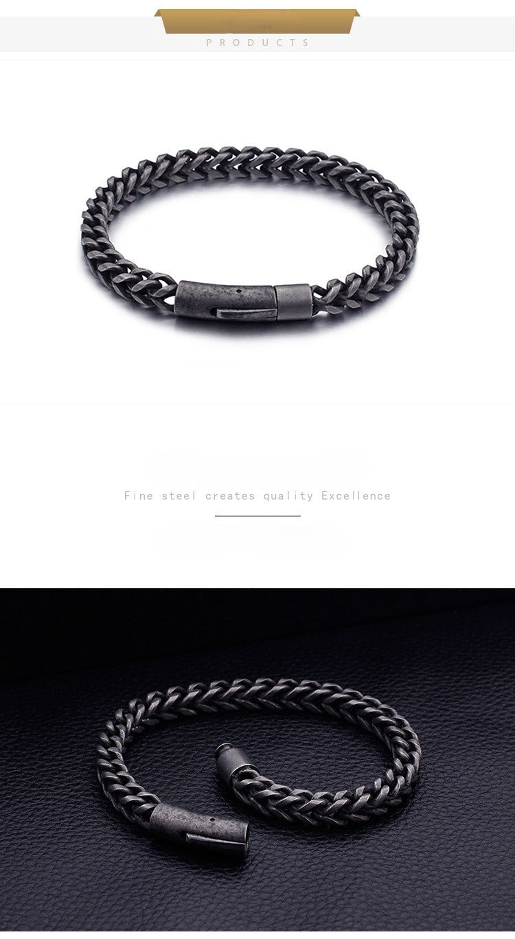 Kemstone Retro Titanium Steel Chain Bracelet – Minimalist Hip-Hop Jewelry for Men’s Daily Wear KB95694