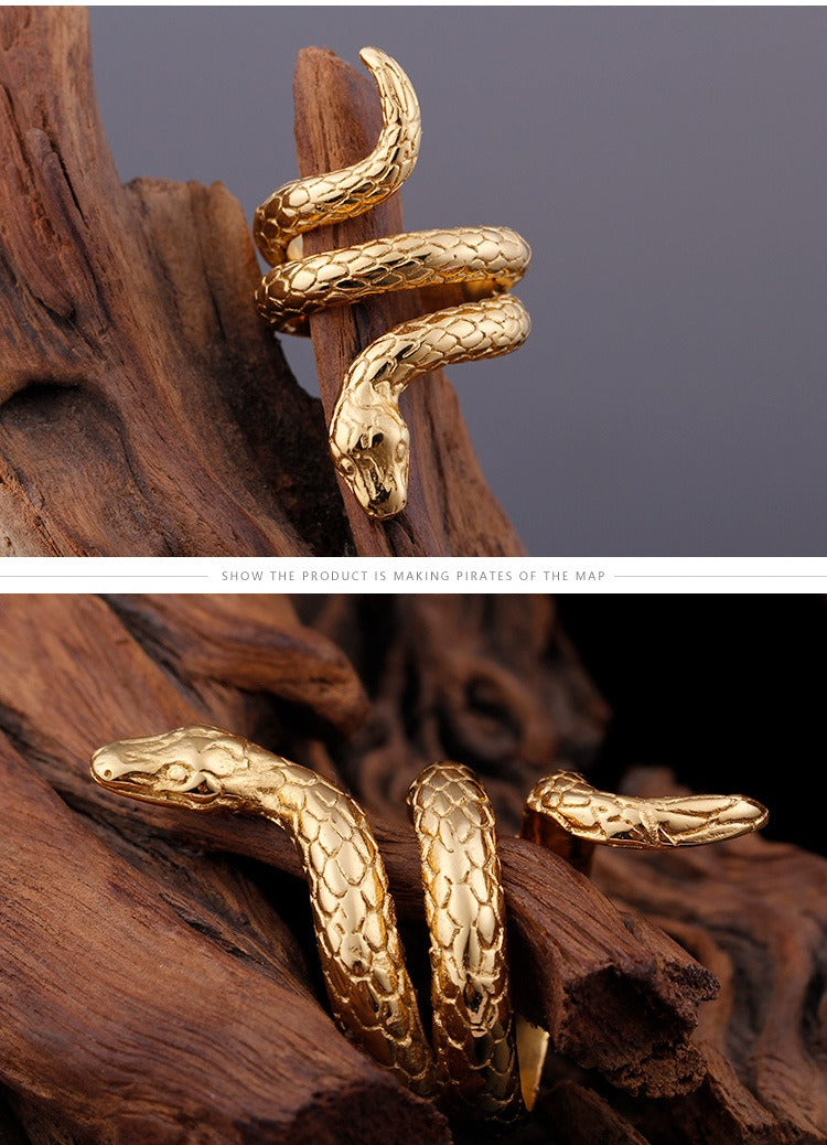Kemstone Vintage Punk Cobra Titanium Steel Ring β Handcrafted Snake Design KR52350-K