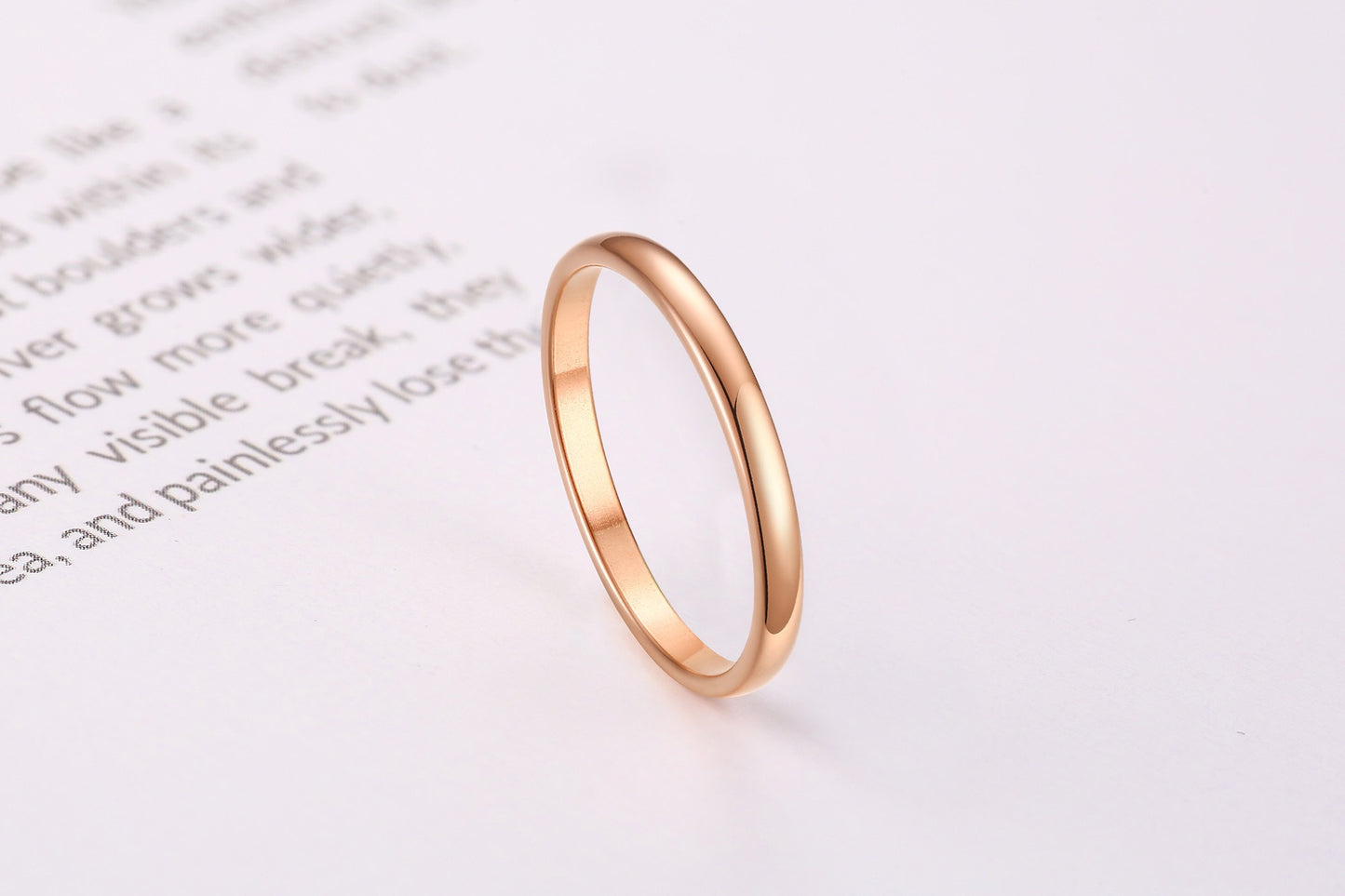 Kemstone 2mm Slim Circle Ring – Titanium Steel Stainless Steel Smooth Band for Daily Stacking R486
