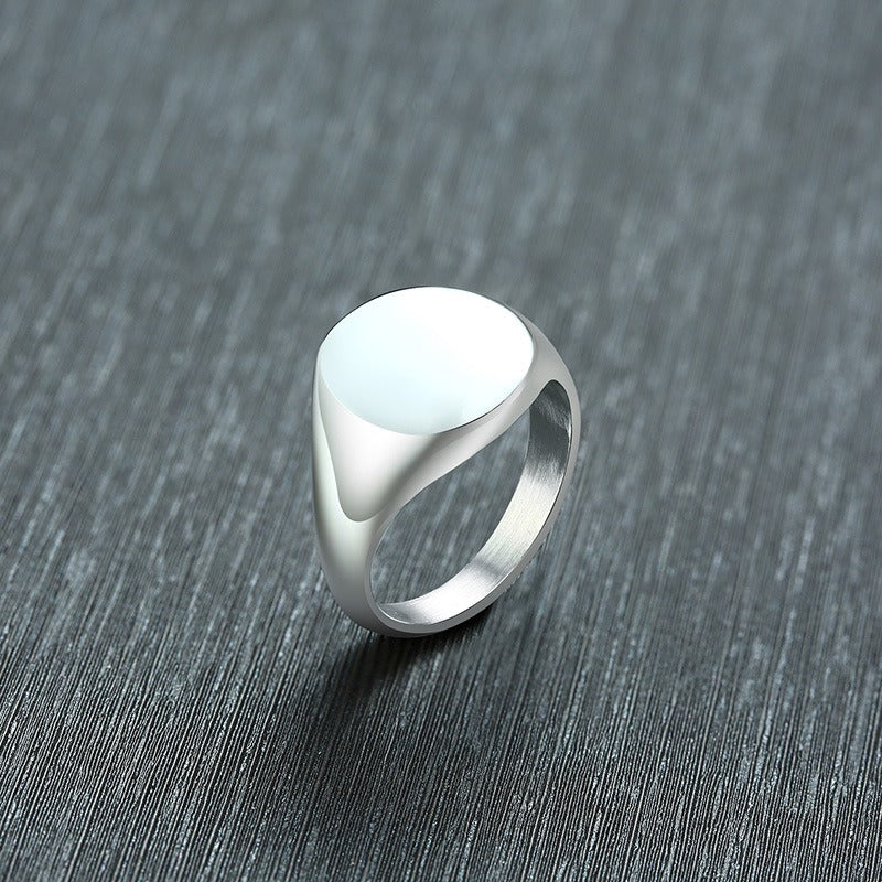 Anillo de acero inoxidable Kemstone con banda ancha - Joyería geométrica minimalista para parejas RC-448