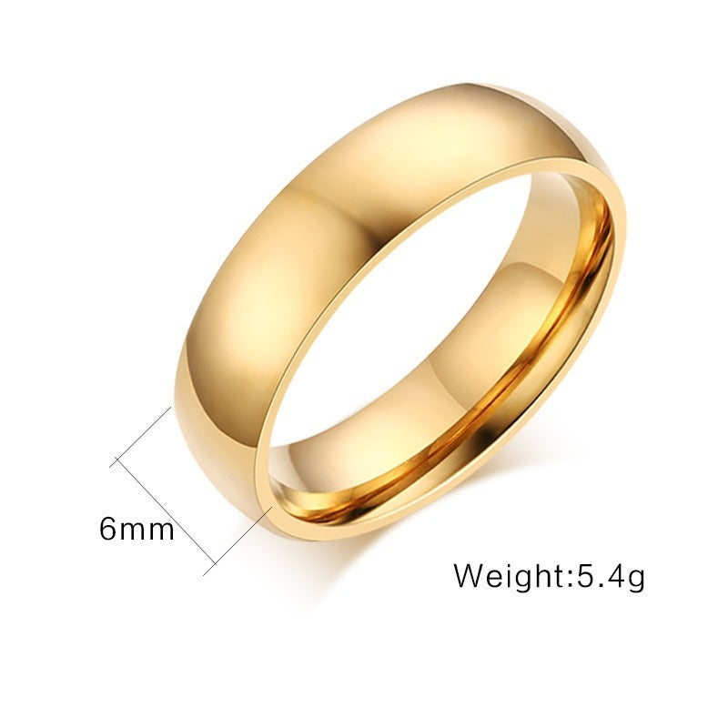Anillos minimalistas de titanio Kemstone para pareja - Acabado dorado liso galvanizado R-001