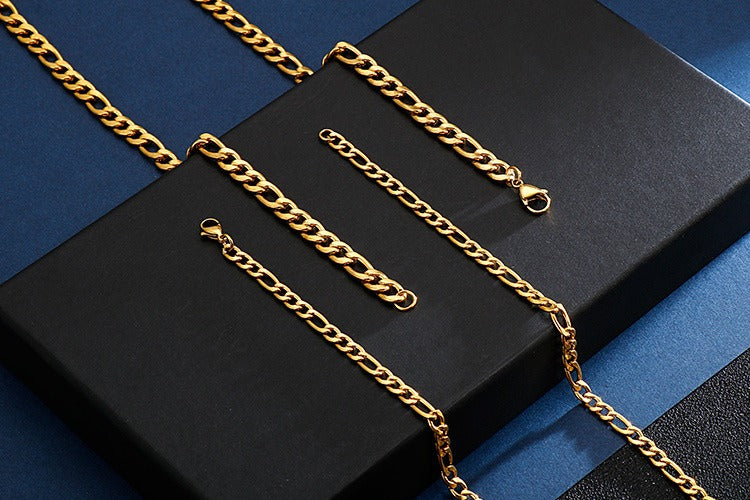 Kemstone NK Link Titanium Steel Chain – Matte & Polished Hip-Hop Necklace for Men KN93442-Z