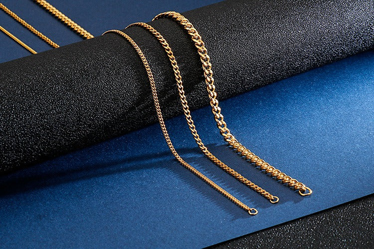 Kemstone Men’s Stainless Steel Curb Chain Necklace – 3-9.5mm Width, 45-50cm, Minimalist Street Armor KN93473-Z