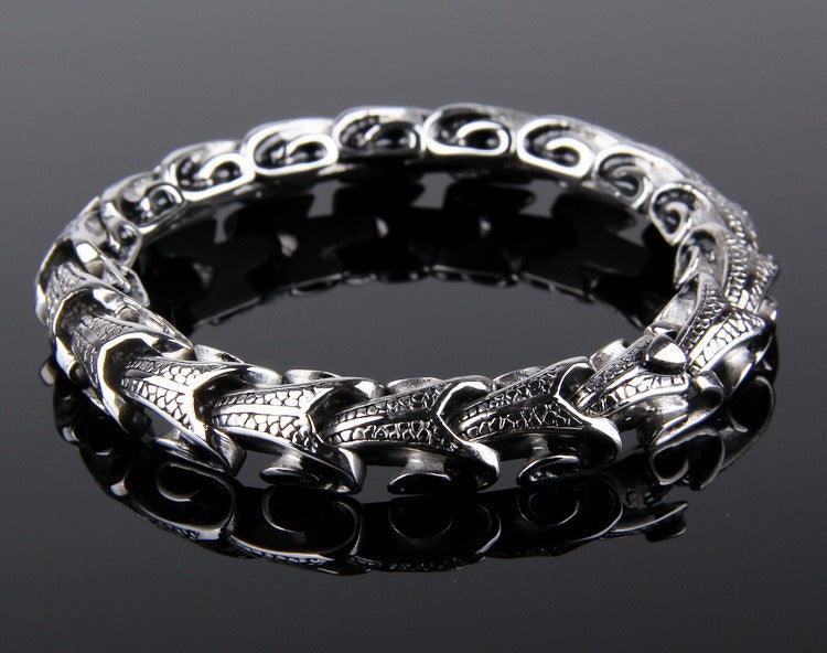 Kemstone Men’s Dragon Spine Chain Bracelet – 11mm Stainless Steel Gothic Norse KB40302-D