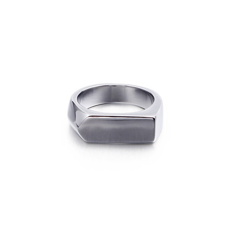 Kemstone Geometric Titanium Steel Ring – Matte Urban Streetwear Band for Men | Gothic Hip-Hop Style KR86567-KHX