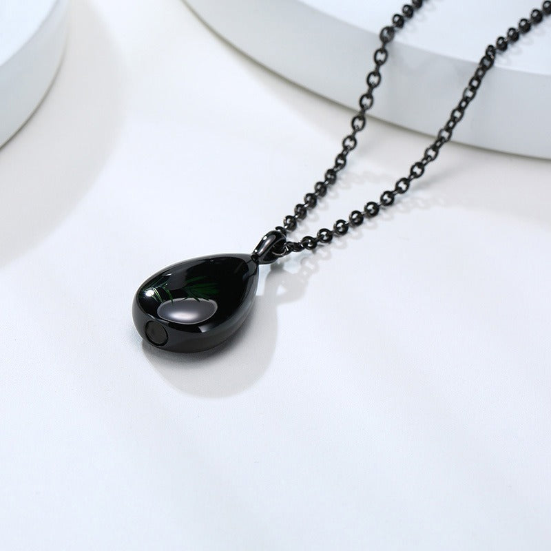 Colgante conmemorativo de acero inoxidable Kemstone con forma de lágrima – Urna de recuerdo para cenizas PN-1261