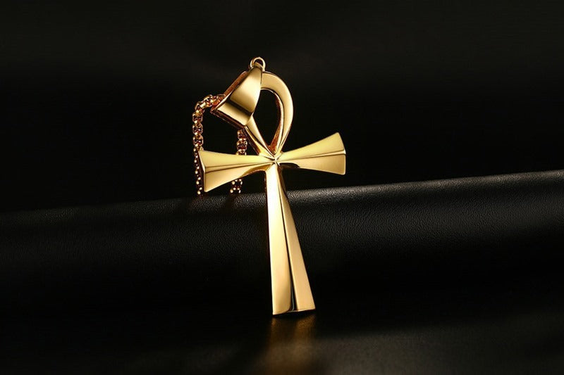Colgante de cruz Ankh de acero inoxidable de 64 mm de Kemstone para hombre, joyería de hip hop PN-646