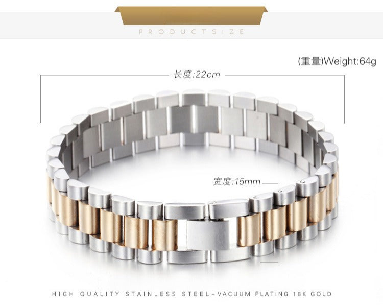 Kemstone Men's Stainless Steel Watchband Bracelet – Adjustable Geometric Hexagon Mesh Design