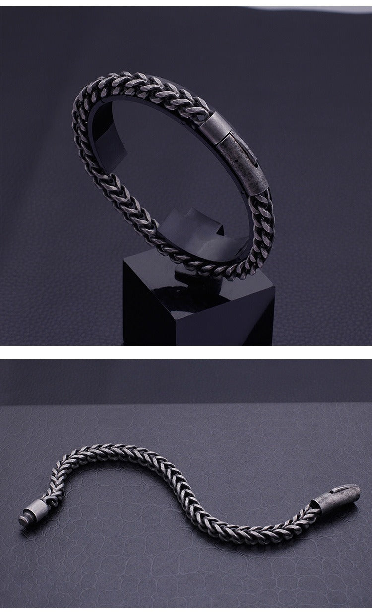 Kemstone Retro Titanium Steel Chain Bracelet – Minimalist Hip-Hop Jewelry for Men’s Daily Wear KB95694