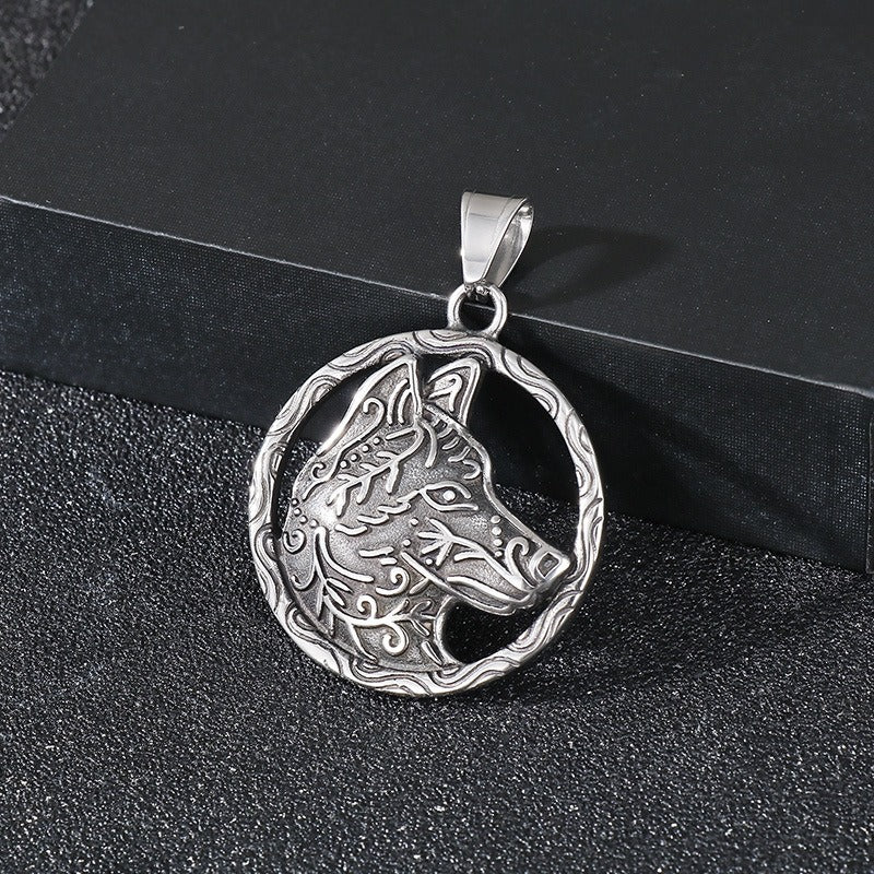 Kemstone Viking Wolf Pendant Necklace for Men – Stainless Steel Symbol Jewelry KP116382-MZOZ