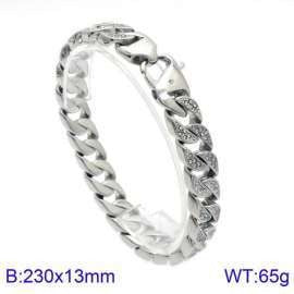 Kemstone Bold Cuban Link Chain - Stainless Steel Hiphop Necklace with Full-Cut Sparkling Stones KS102416-BD