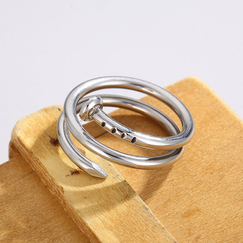 Anello Kemstone Spring da uomo - Anello in acciaio inossidabile lucido con design a forma di unghia, regalo KR104535
