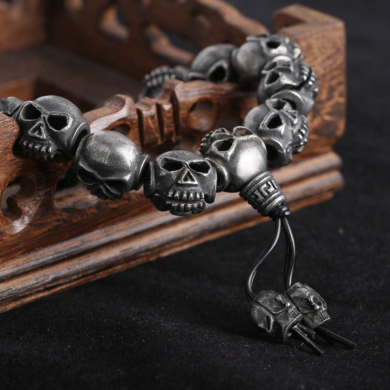 Kemstone Titanium Steel Gothic Skull Elastic Rope Bracelet for Men KB161368-KJX