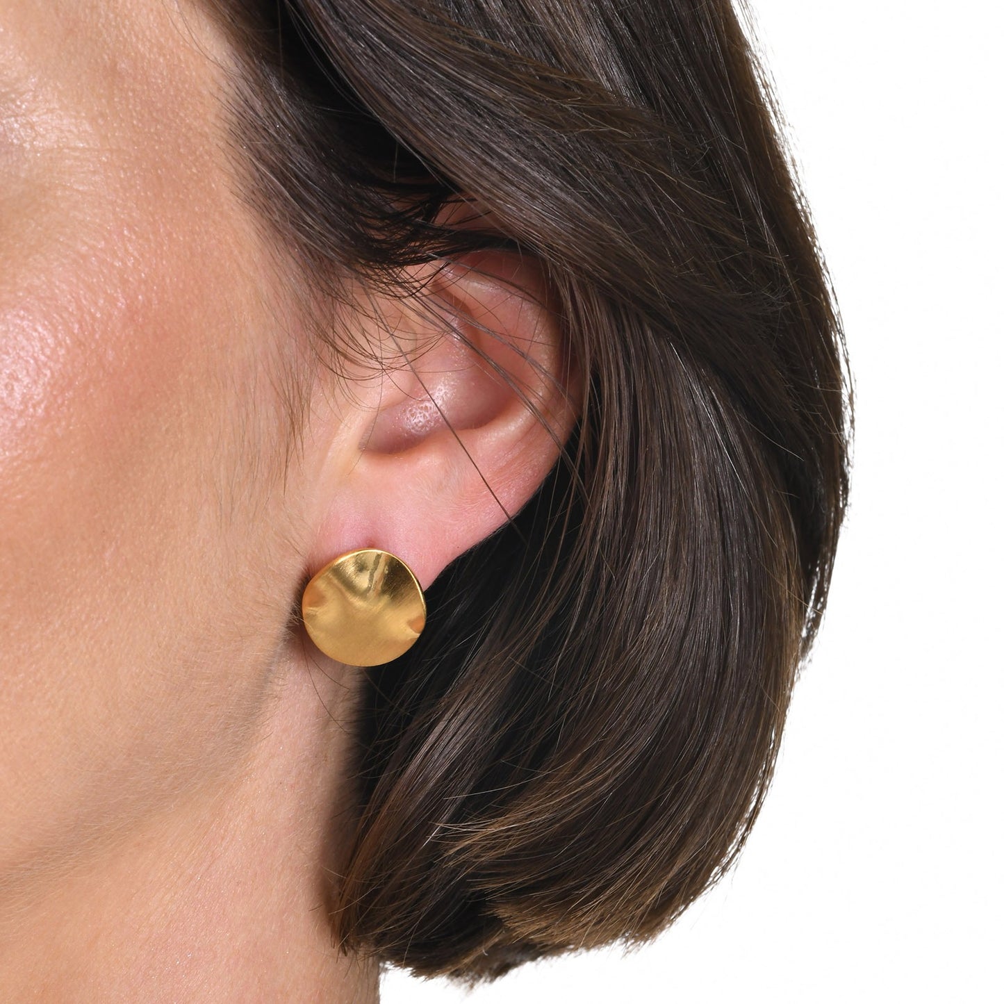 Brushed Stainless Steel Stud Earrings – Irregular Bold Design | Retro Power Form ES-399