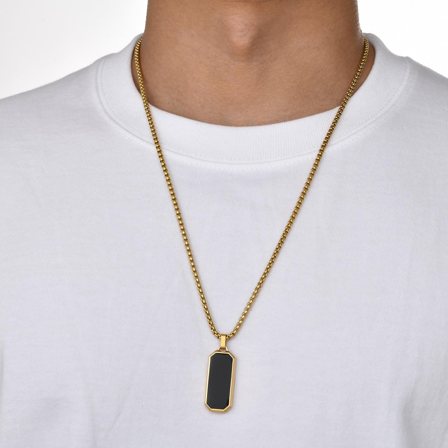 Men’s Stainless Steel Dog Tag Necklace – Geometric Minimalist Pendant PN-1858