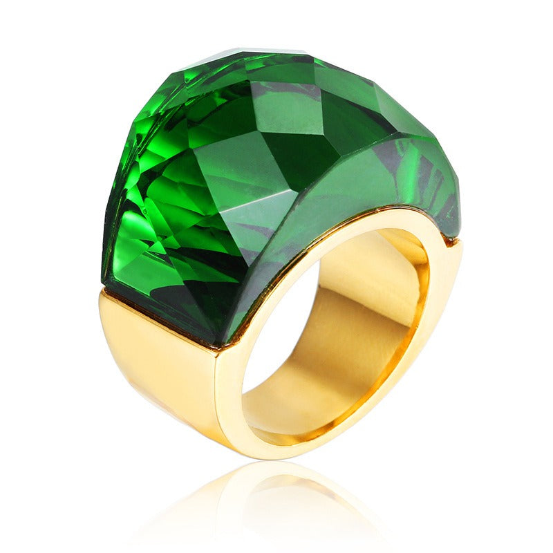 Anillo de oro de 18 quilates con baño electrolítico al vacío de Kemstone y cristal multicolor, diseño de estética simplificada KR31887-K